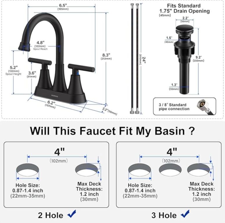 faucet dimensions